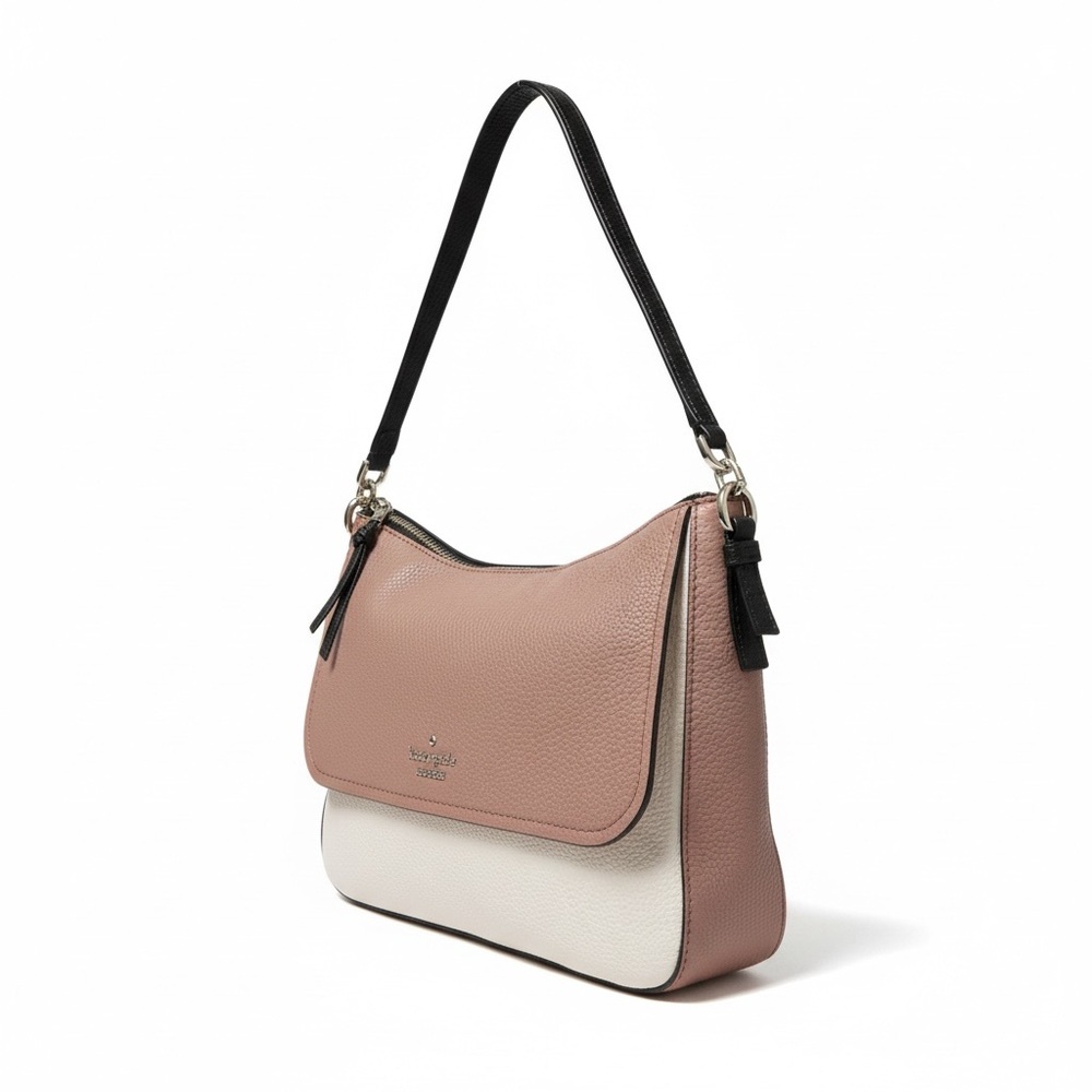 Kate Spade Blush & Cream Pebbled Leather Shoulder Bag | Colorblock | Crossbody - Picture 9 of 14